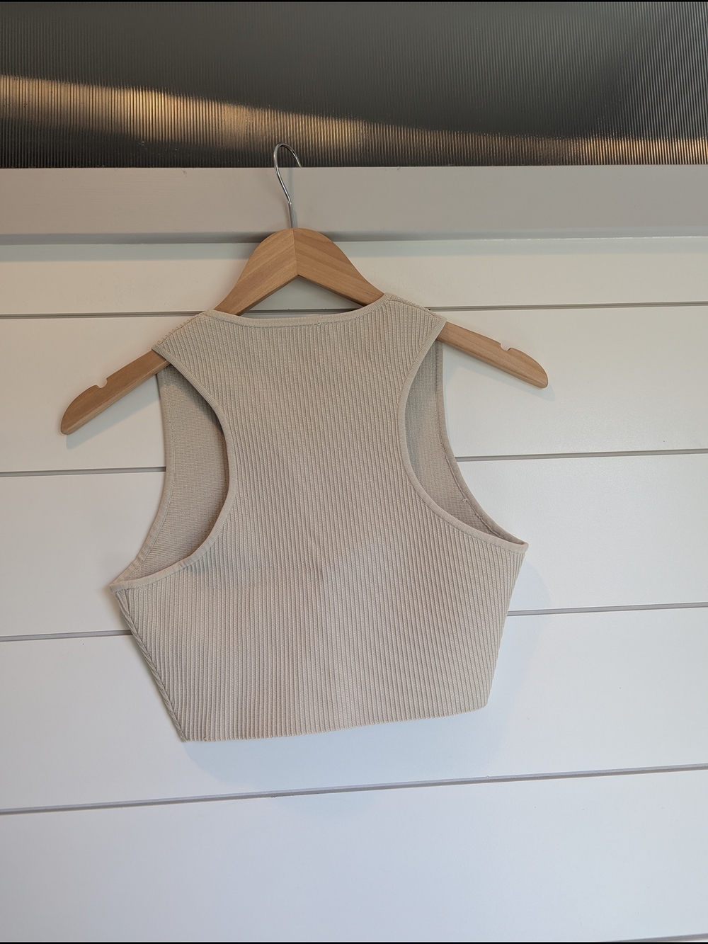 Aritzia Babaton Sculpt Knit Cropped Tank Top Cream Ivory Medium - Picture 6 of 11